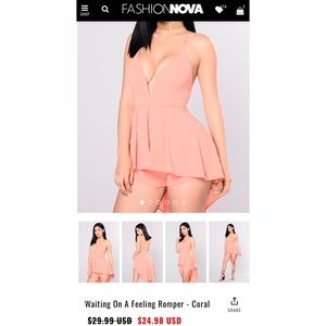 Fashion Nova Coral Romper Dress NEW